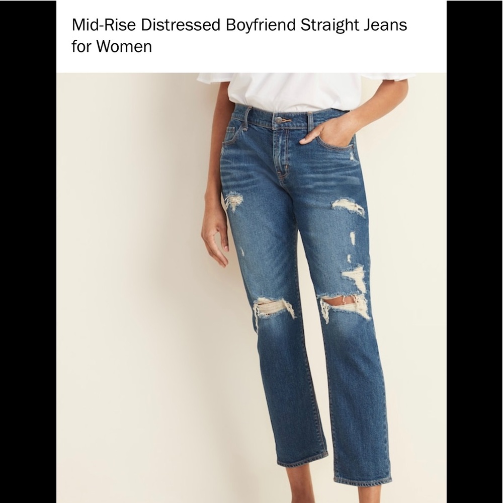 Old Navy Mid Rise Distressed BF Jeans size 6